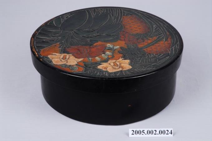 木雕彩繪花果紋茶具盒 (共1張)