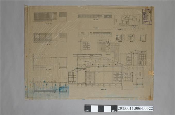 專賣局宮前工場符號一、二、一五建物修繕模樣替へ並ニ便所浴室新築工事圖 (共2張)