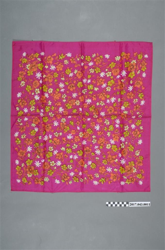 桃紅色棉布印花花卉紋桌巾 (共2張)