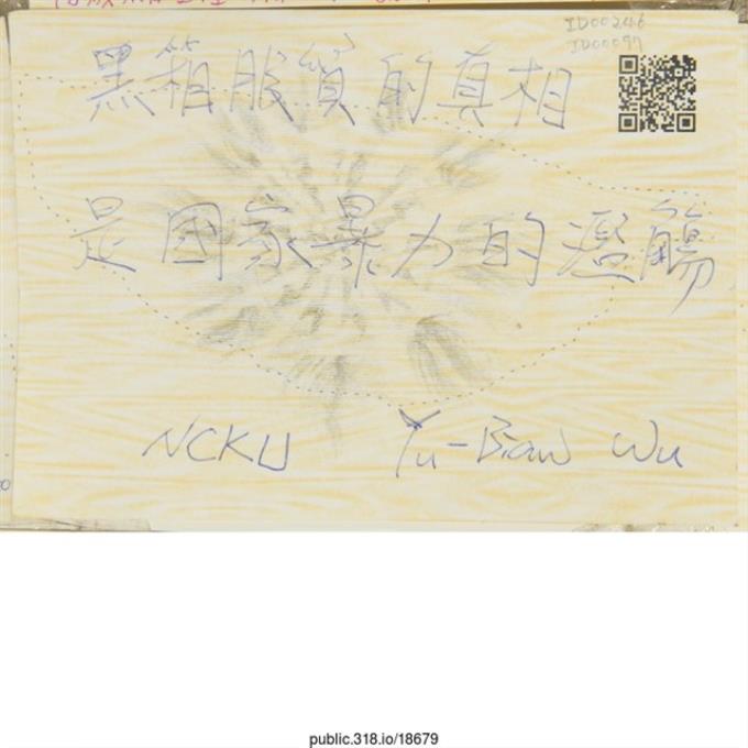 NCKU Yu-Bian Wu「黑箱服貿的真相」明信片  (共2張)