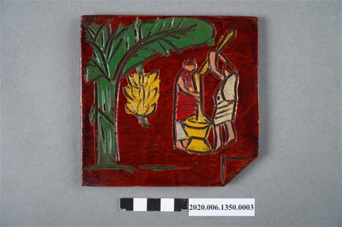 木製原住民人文生活圖樣漆器擺飾 (香蕉) (共6張)