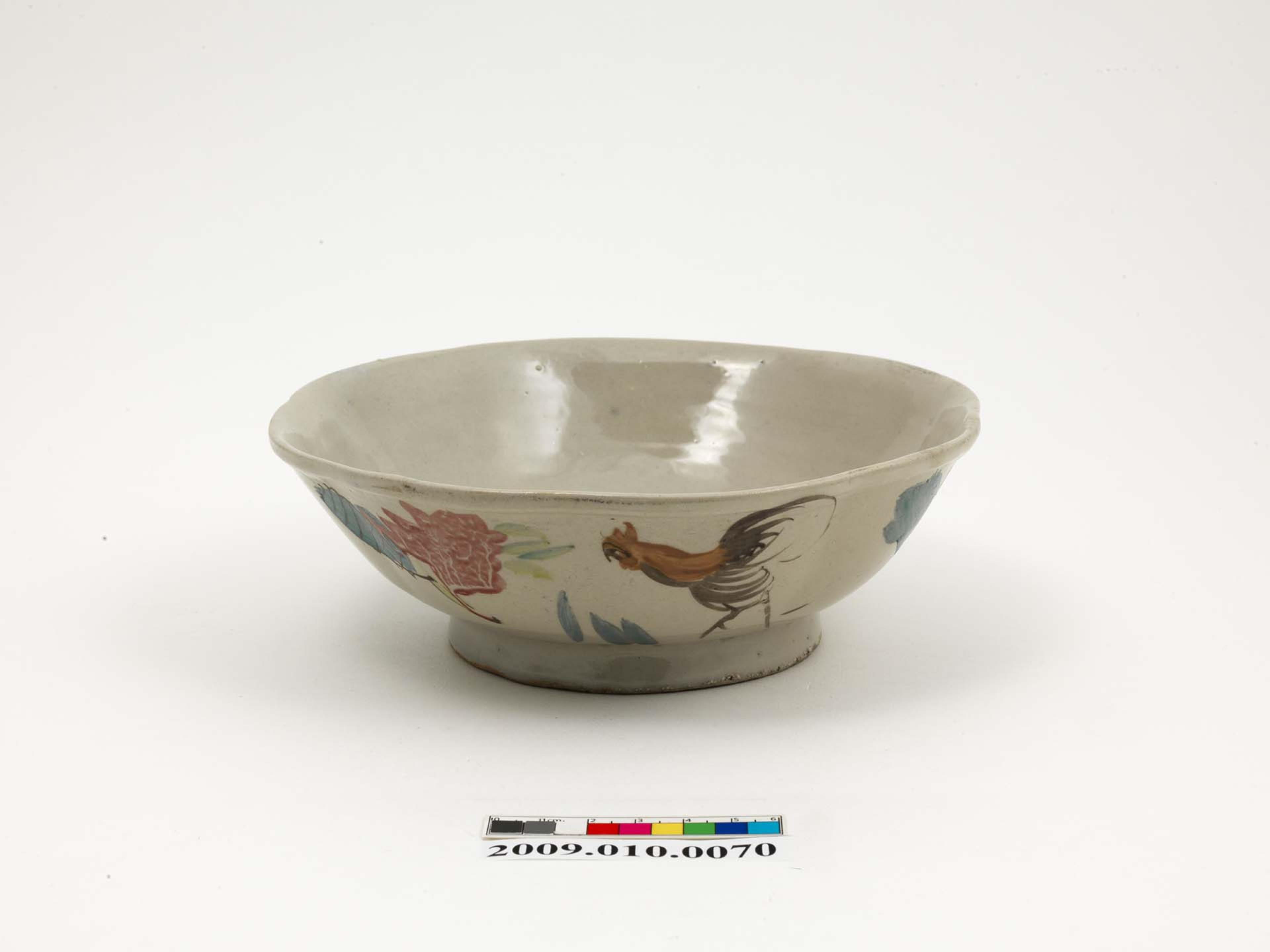 白瓷彩繪公雞鶴鳥紋花口碗 (共7張)
