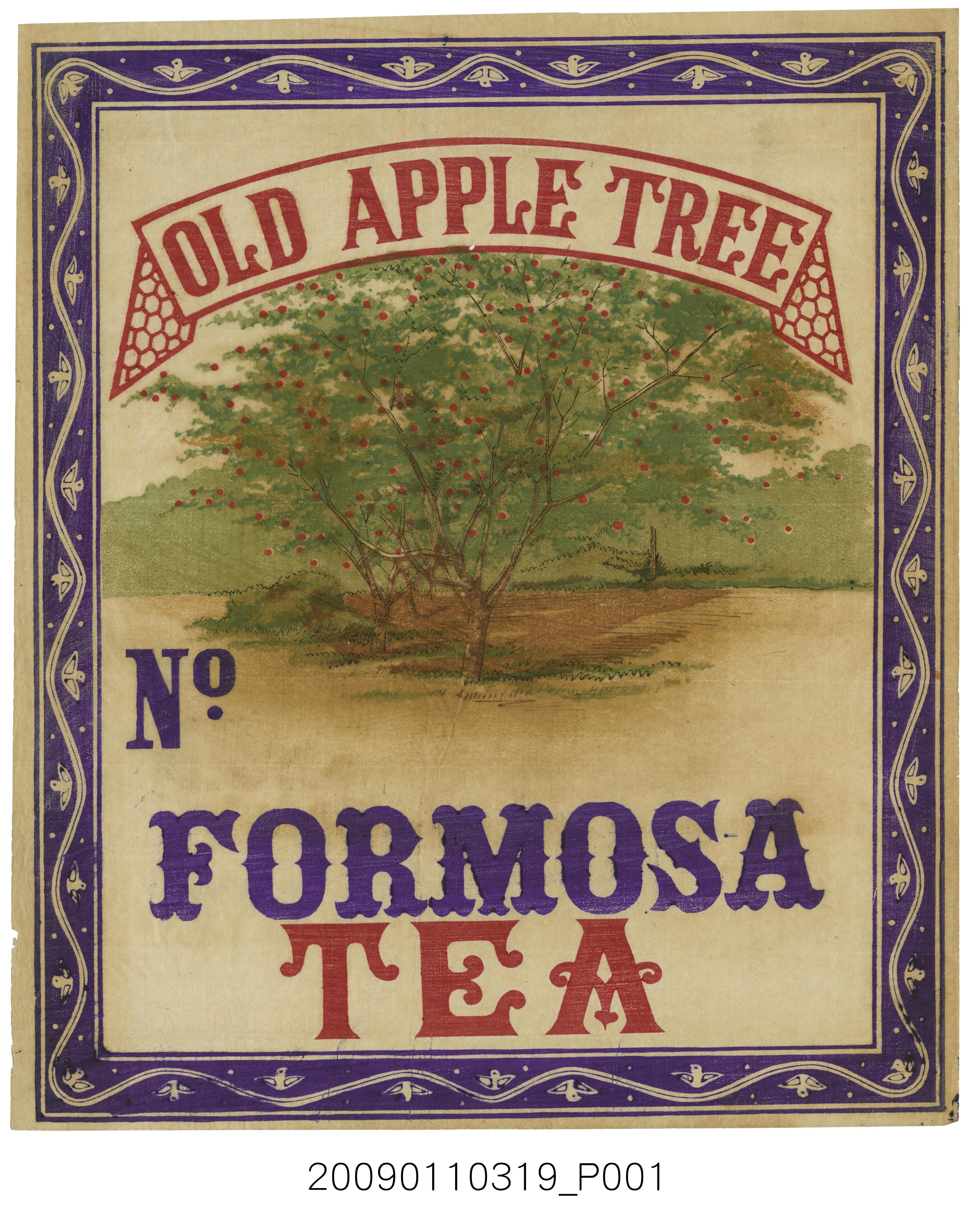 老蘋果樹牌福爾摩沙茶茶箱標籤 (共1張)