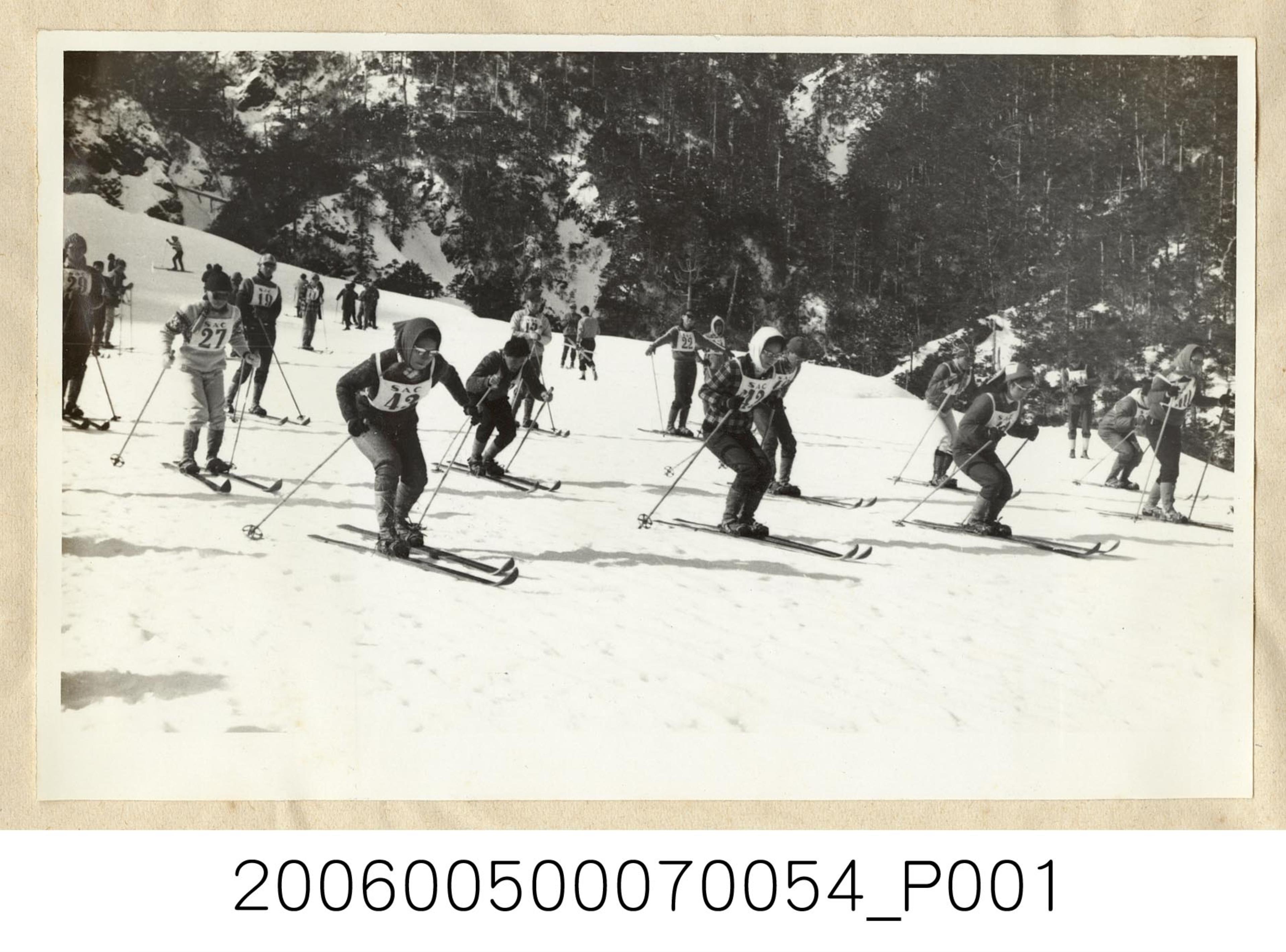 《華僑通訊社新聞照片集》〈參加合歡山冬令營的僑生同學正作滑雪運動練習〉 (共1張)