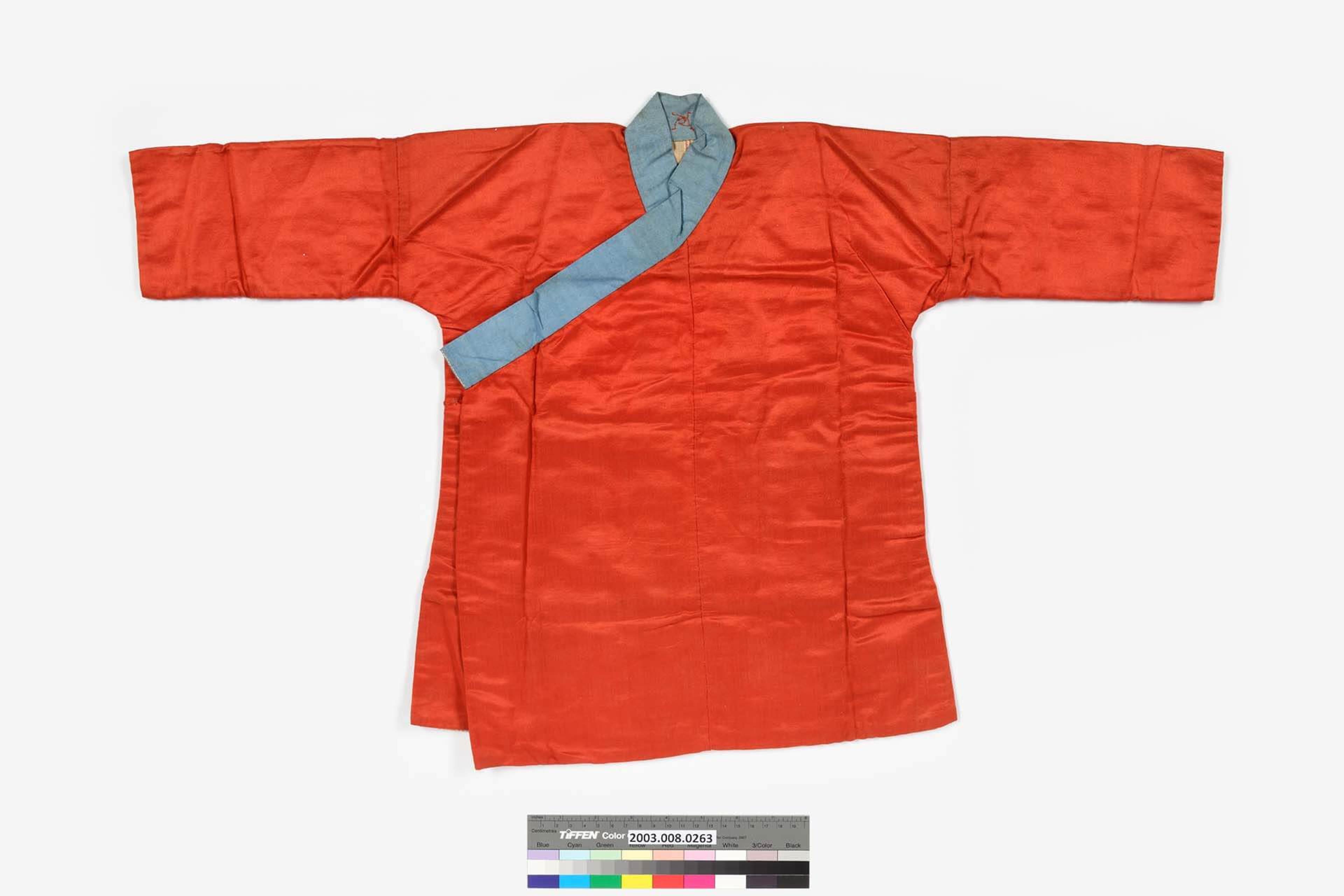紅絲質曲領交襟童衣 (共2張)