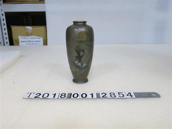 古銅製鶴紋山水花瓶 (共1張)