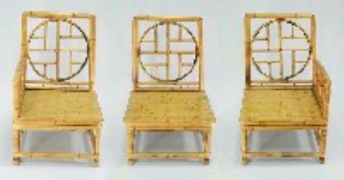 竹製三人座組合椅