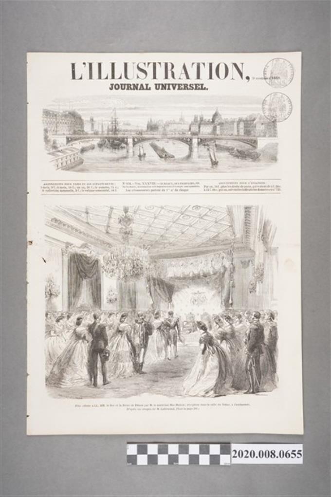 十九世紀刊印法國畫報 L'ILLUSTRATION,JOURNAL UNIVERSEL 9.november.1861 (共3張)