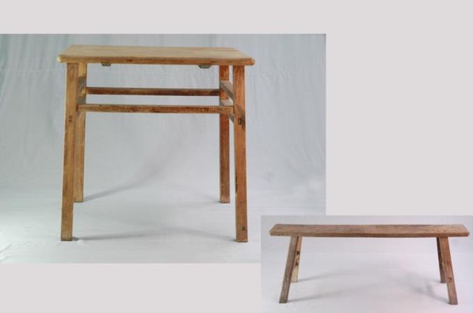 木餐桌板凳組 (共2張)