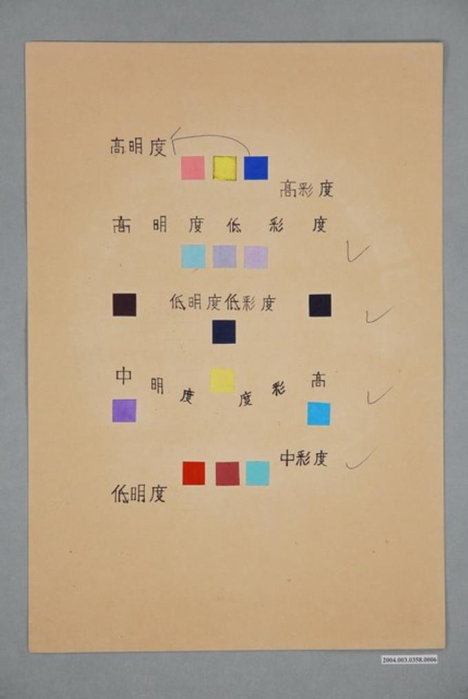 臺灣省立師範大學家政系基本縫教材之明度彩度練習 (共4張)