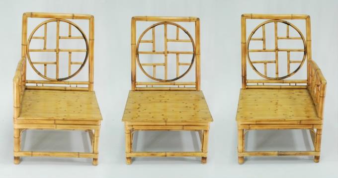 竹製三人座組合椅 (共10張)