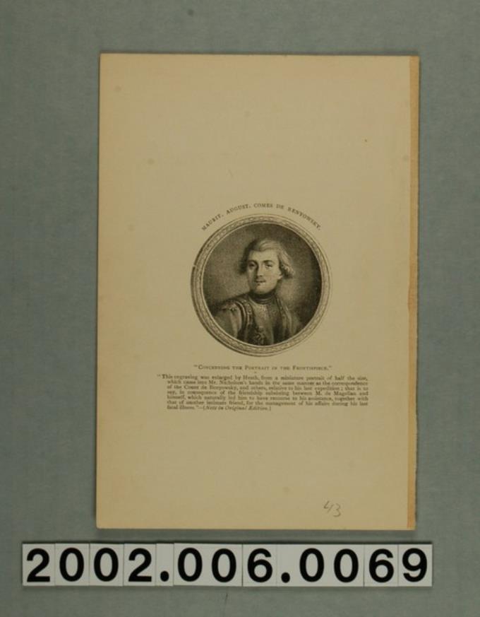 威廉尼寇森所繪之本尤斯基肖像 (共3張)