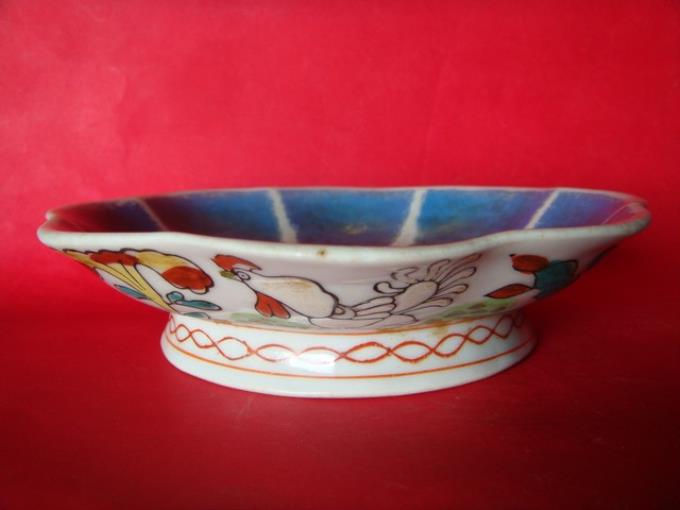 釉上彩繪公雞茶花紋八瓣形湯碗 (共5張)
