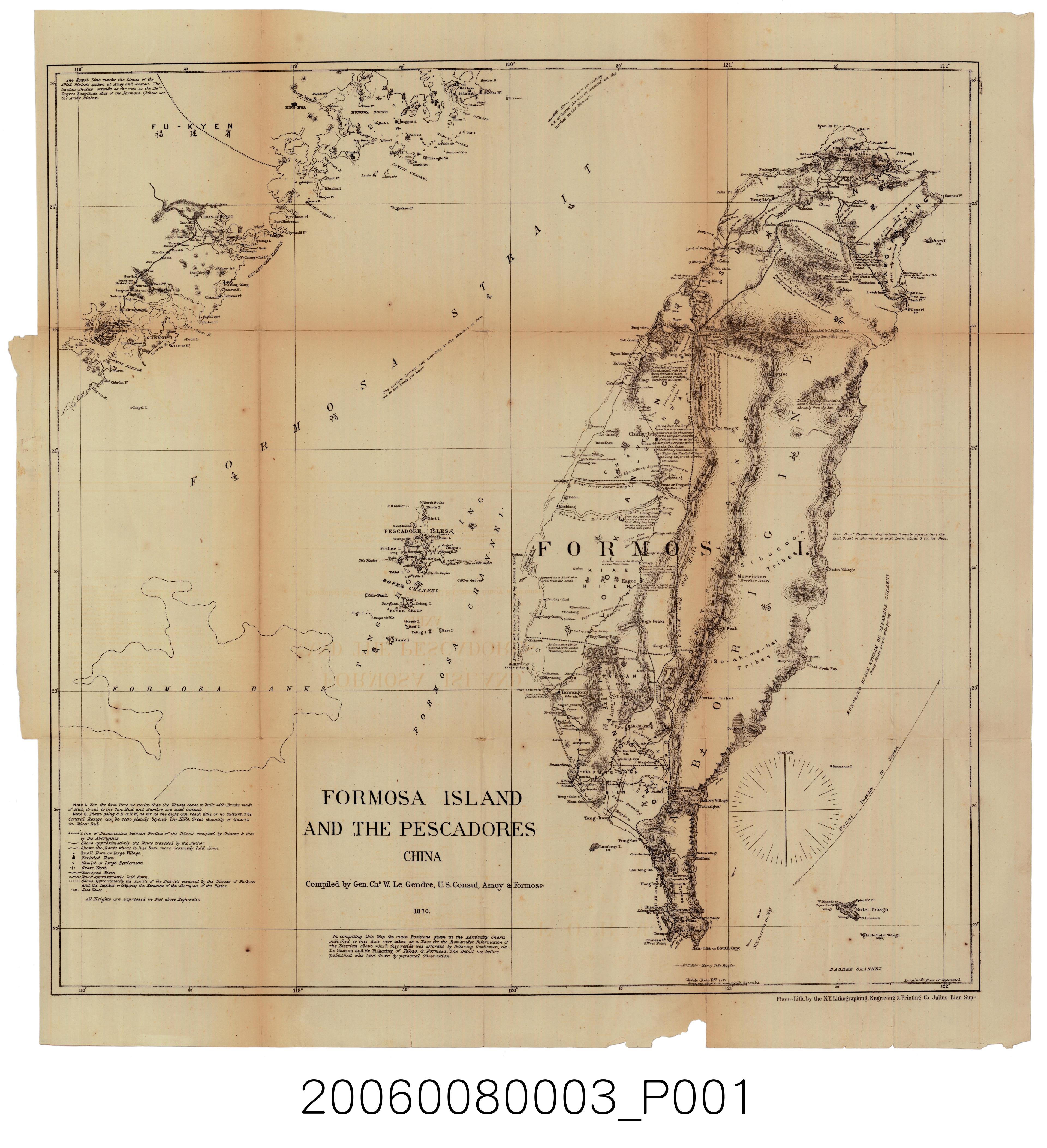 李仙得〈福爾摩沙島與澎湖群島圖〉 (共1張)
