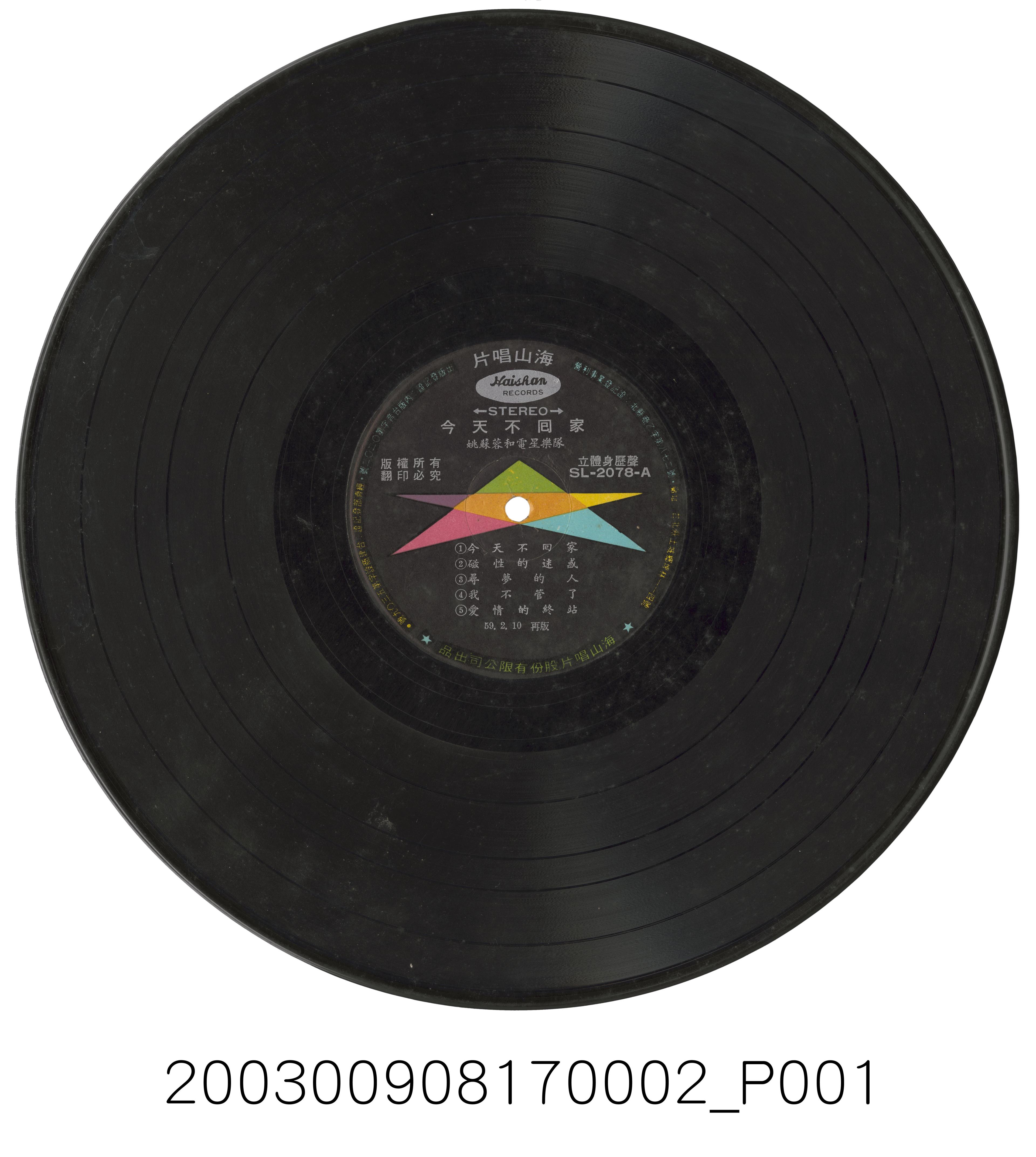 海山唱片公司出品編號「SL-2078」國語流行歌曲專輯《今天要回家》12吋塑膠唱片 (共2張)