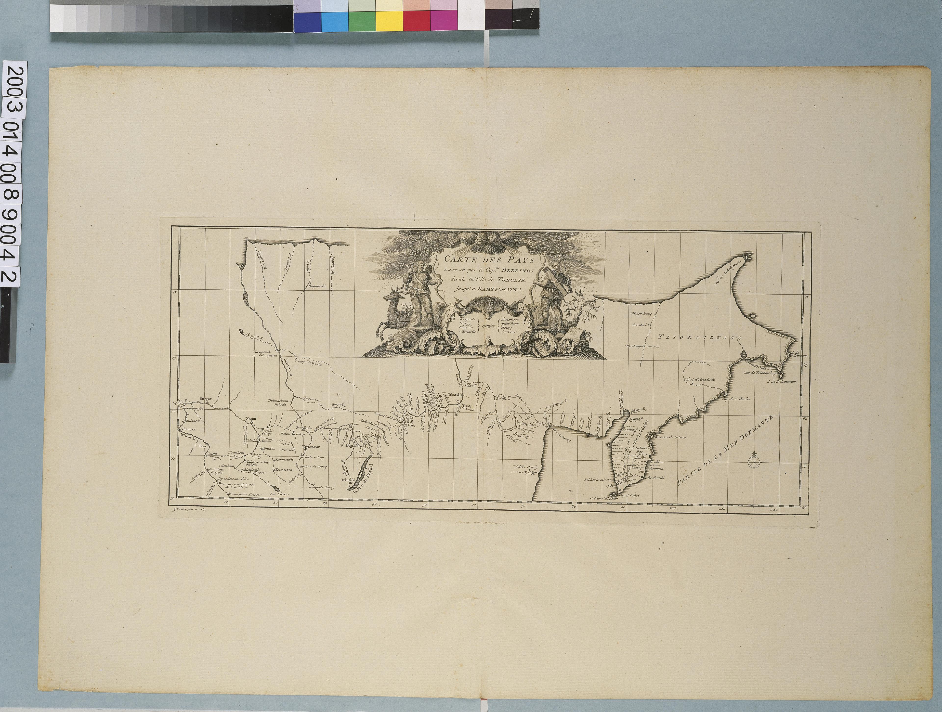 Jean-Baptiste Bourguignon d' Anville〈中國新地圖集42：白令船長穿越多波爾斯克到堪察加圖〉 (共1張)