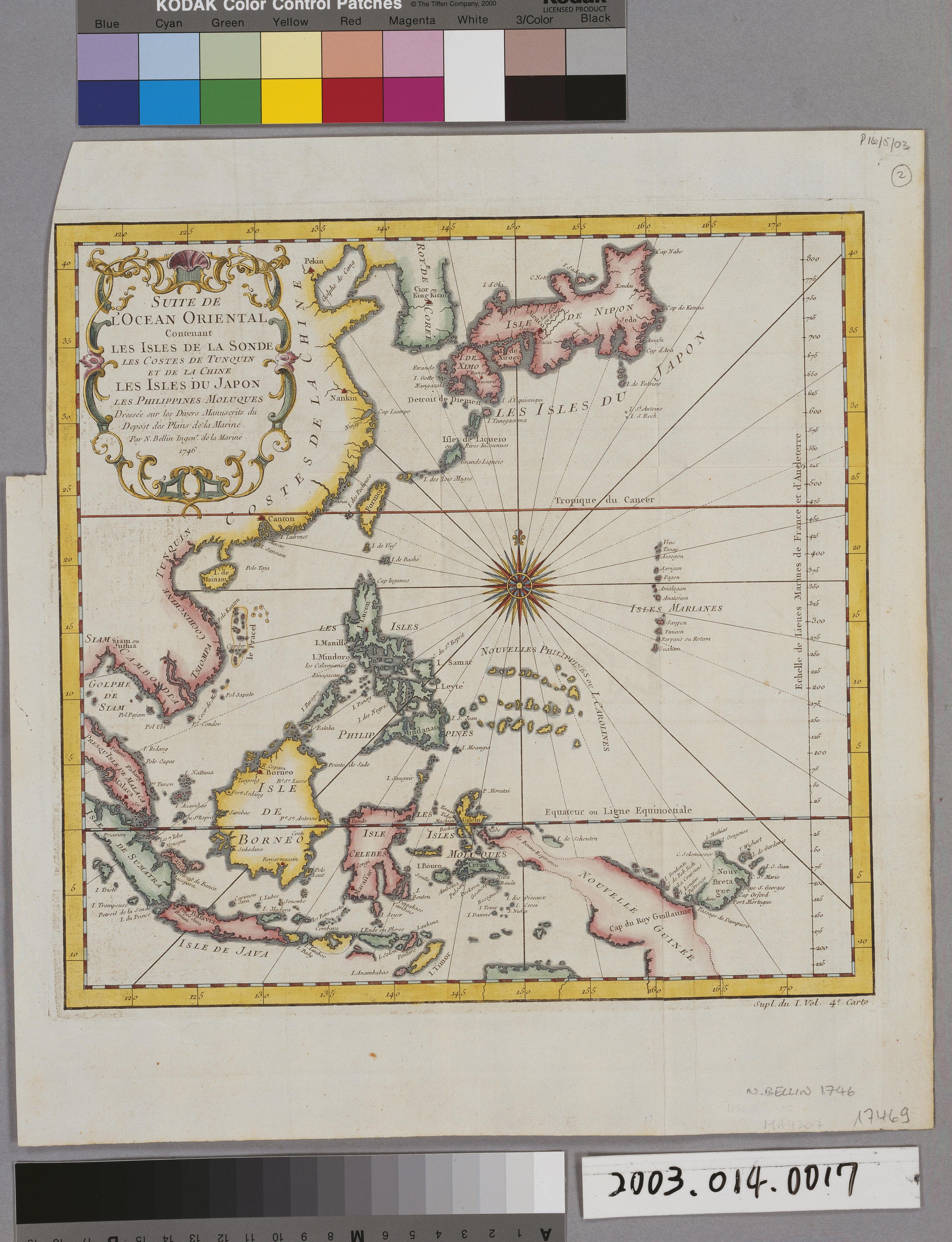 Jacques Nicolas Bellin〈東洋大海之圖：巽他、東京、中國、日本、菲律賓、摩鹿加〉 (共2張)